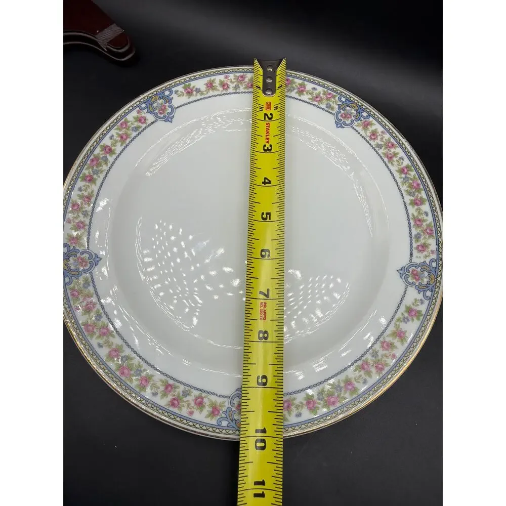 Hutschenreuther Selb Bavaria Yale Set 6 Dinner Plates 10” LHS Lion Pink Roses